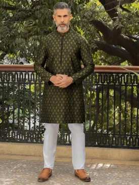 Green Blended Formal Kurta - AL-K-SP-048