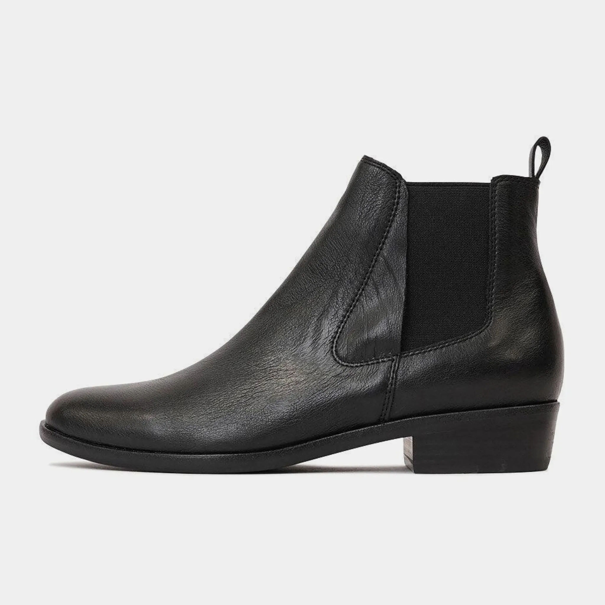 Intan Black Leather Ankle Boots