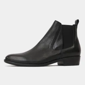 Intan Black Leather Ankle Boots