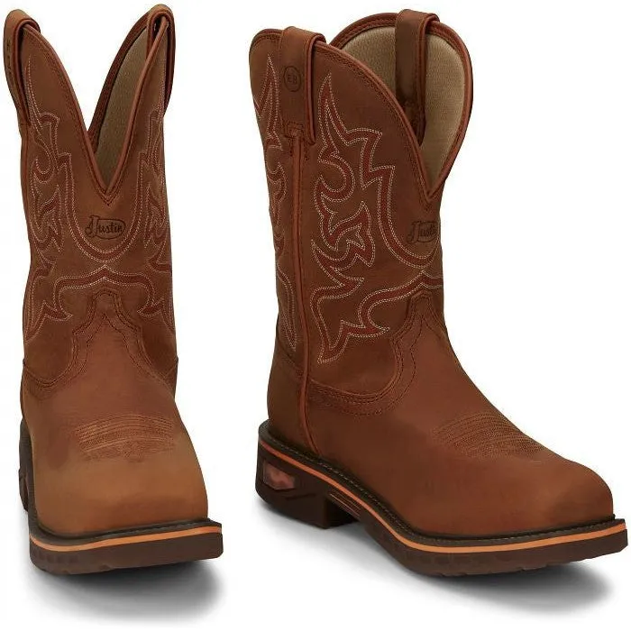 Justin Men's Resistor 11" Nano Comp Toe Western Work Boot -Brown- CR4016