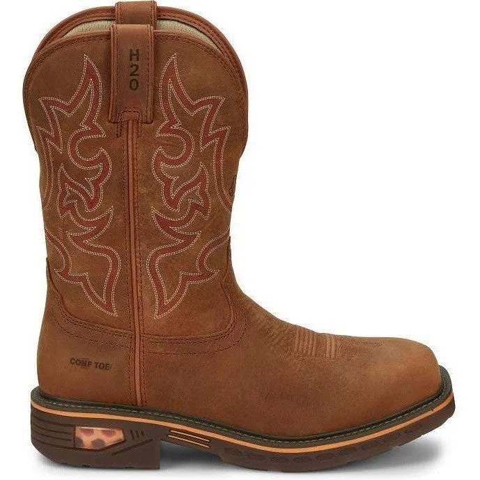 Justin Men's Resistor 11" Nano Comp Toe Western Work Boot -Brown- CR4016