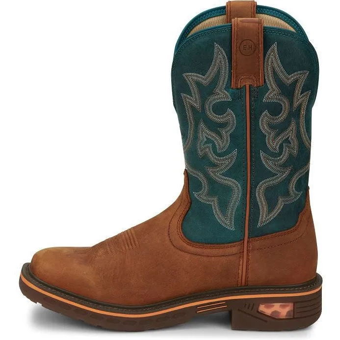 Justin Men's Resistor 11" Square Toe Western Work Boot -Blue- CR4009