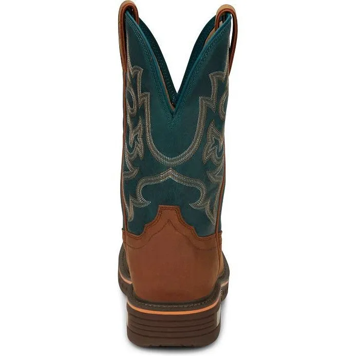 Justin Men's Resistor 11" Square Toe Western Work Boot -Blue- CR4009