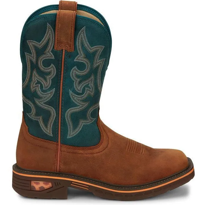 Justin Men's Resistor 11" Square Toe Western Work Boot -Blue- CR4009