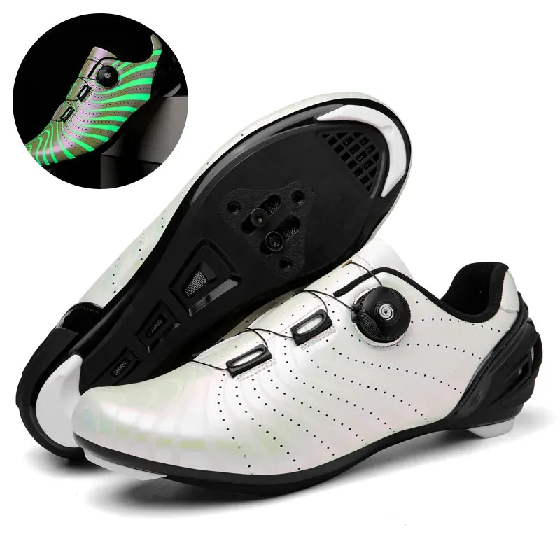 Men Women Cycling Sneakers Luminous MTB Shoes Mountain SPD Bike Sneakers City Road Racing Shoes Flat Non-Locking Bicycle Shoes