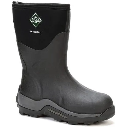 Muck Men's Arctic Sport Mid Waterproof Rubber Work Boot - Black - ASM-000A