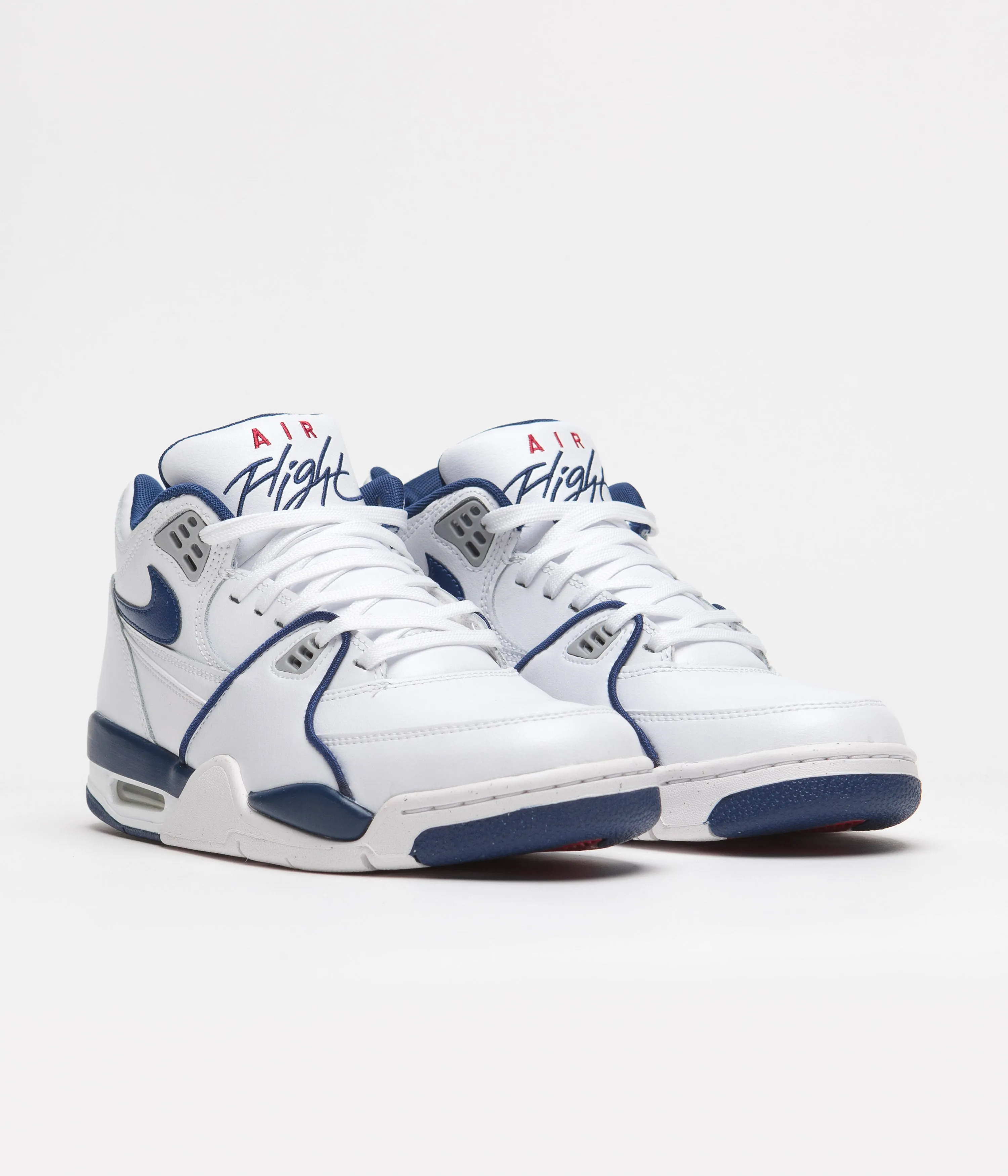 Nike Air Flight 89 Shoes - White / Dark Royal Blue - Varsity Red