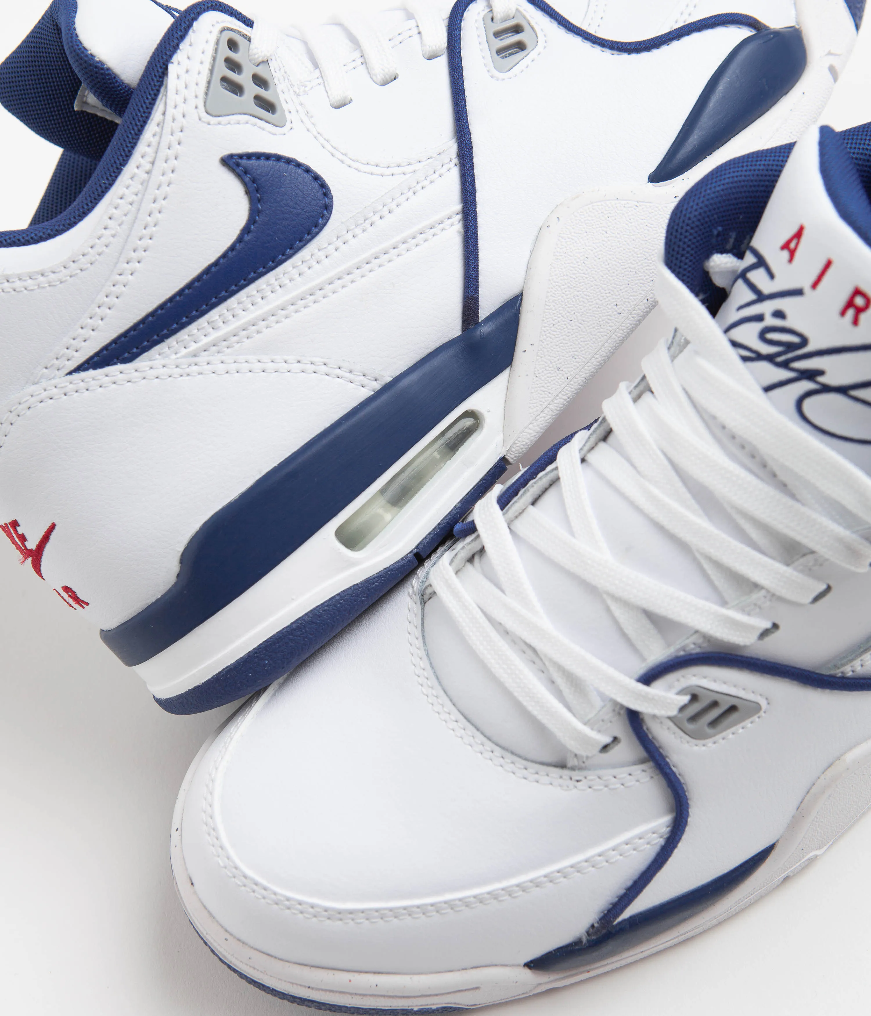 Nike Air Flight 89 Shoes - White / Dark Royal Blue - Varsity Red