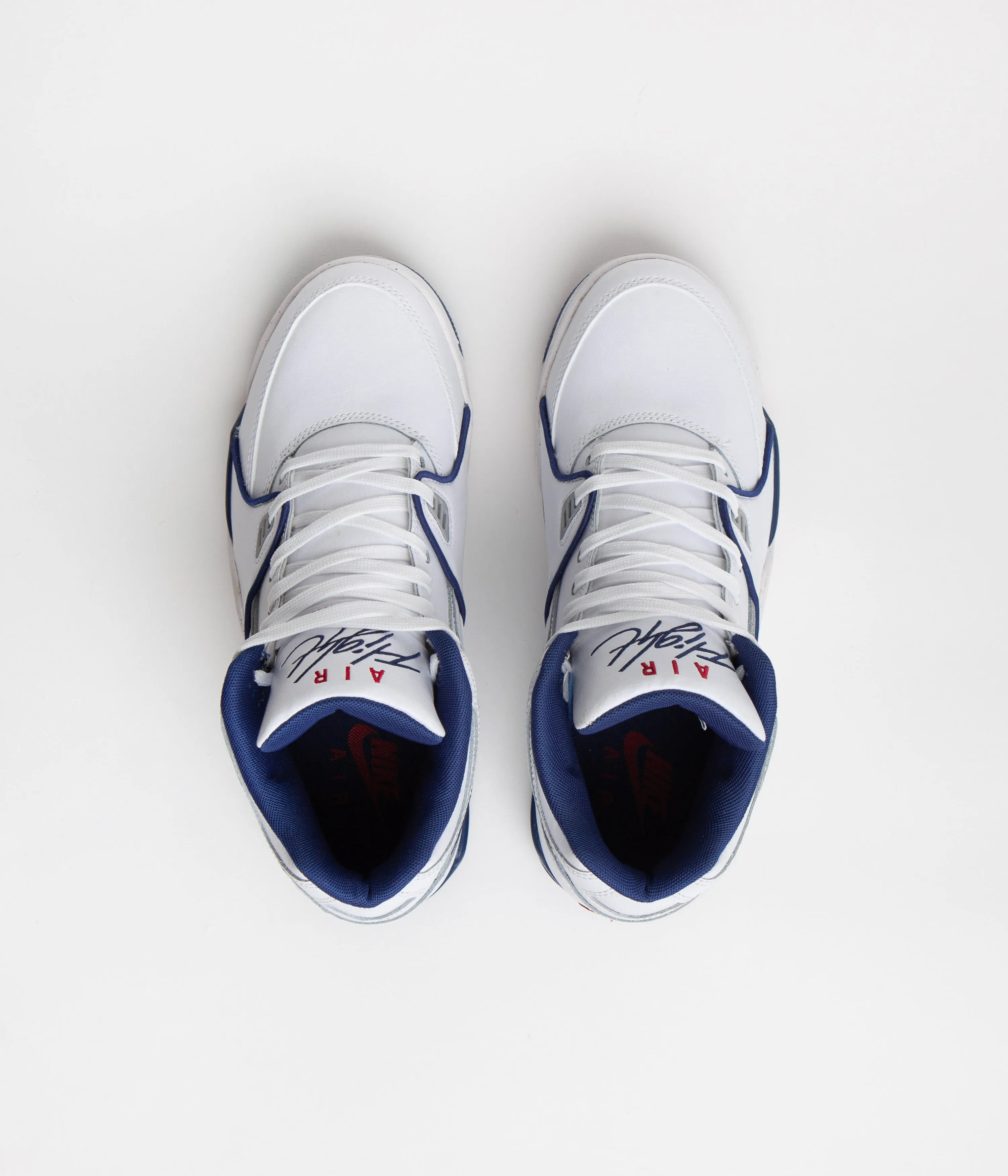 Nike Air Flight 89 Shoes - White / Dark Royal Blue - Varsity Red