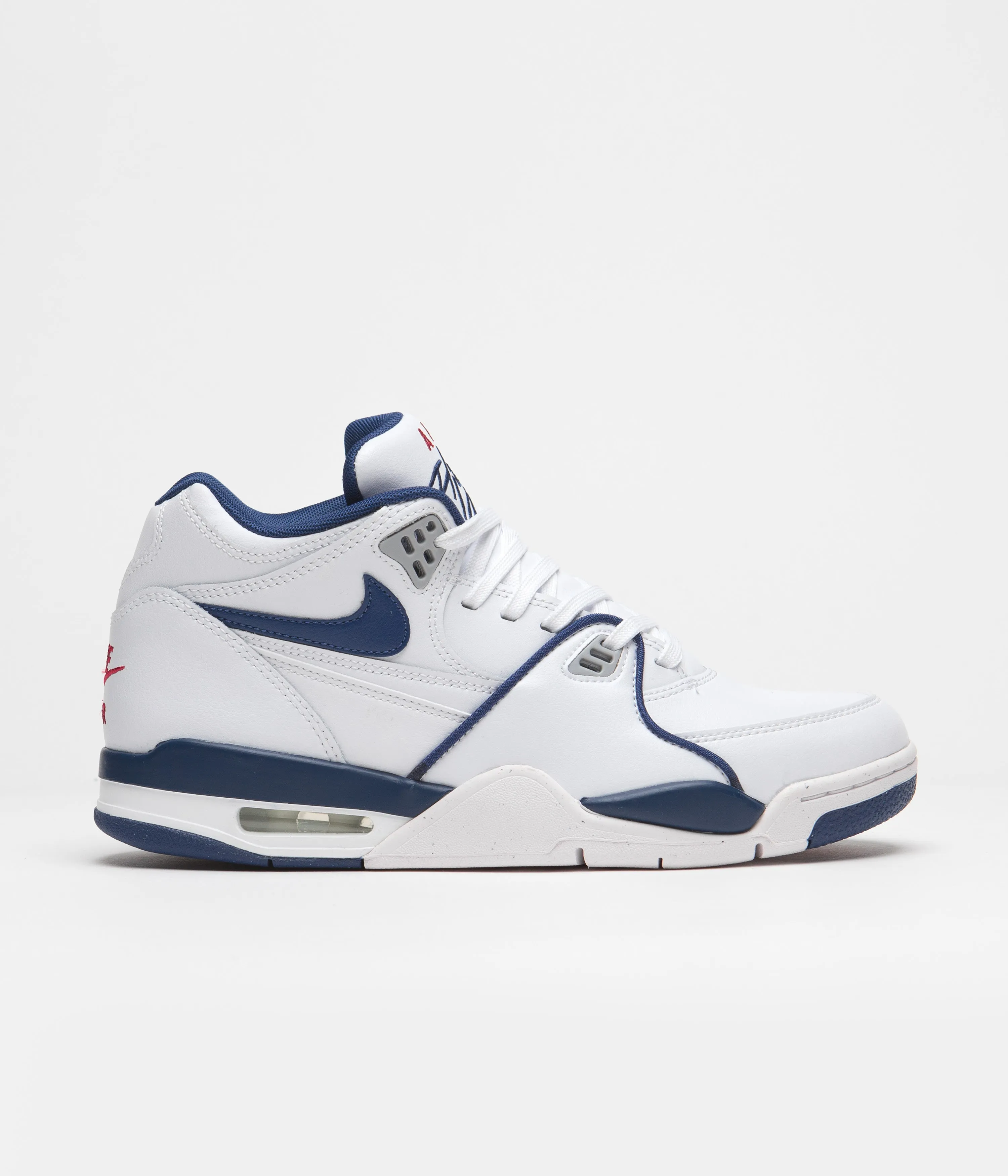 Nike Air Flight 89 Shoes - White / Dark Royal Blue - Varsity Red