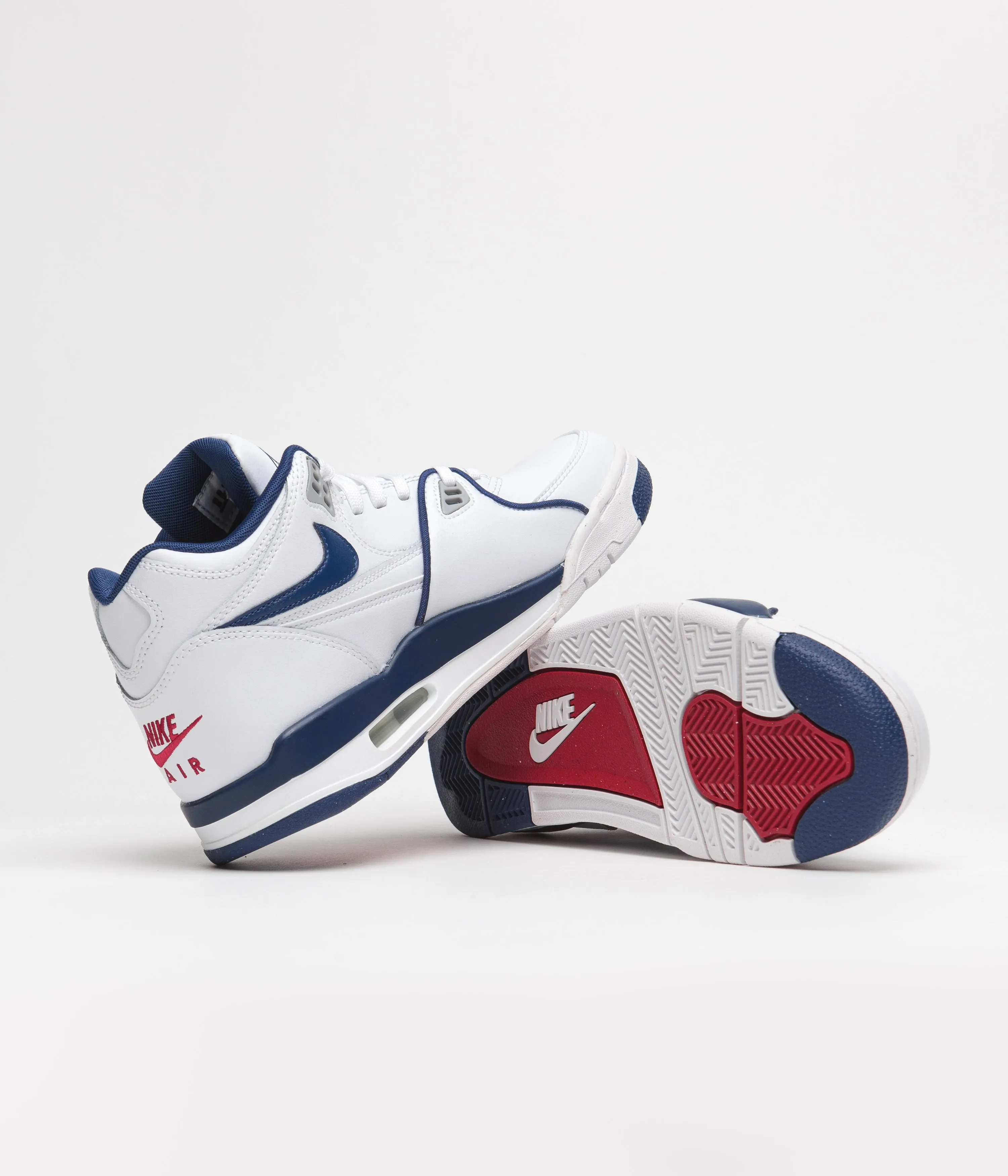 Nike Air Flight 89 Shoes - White / Dark Royal Blue - Varsity Red