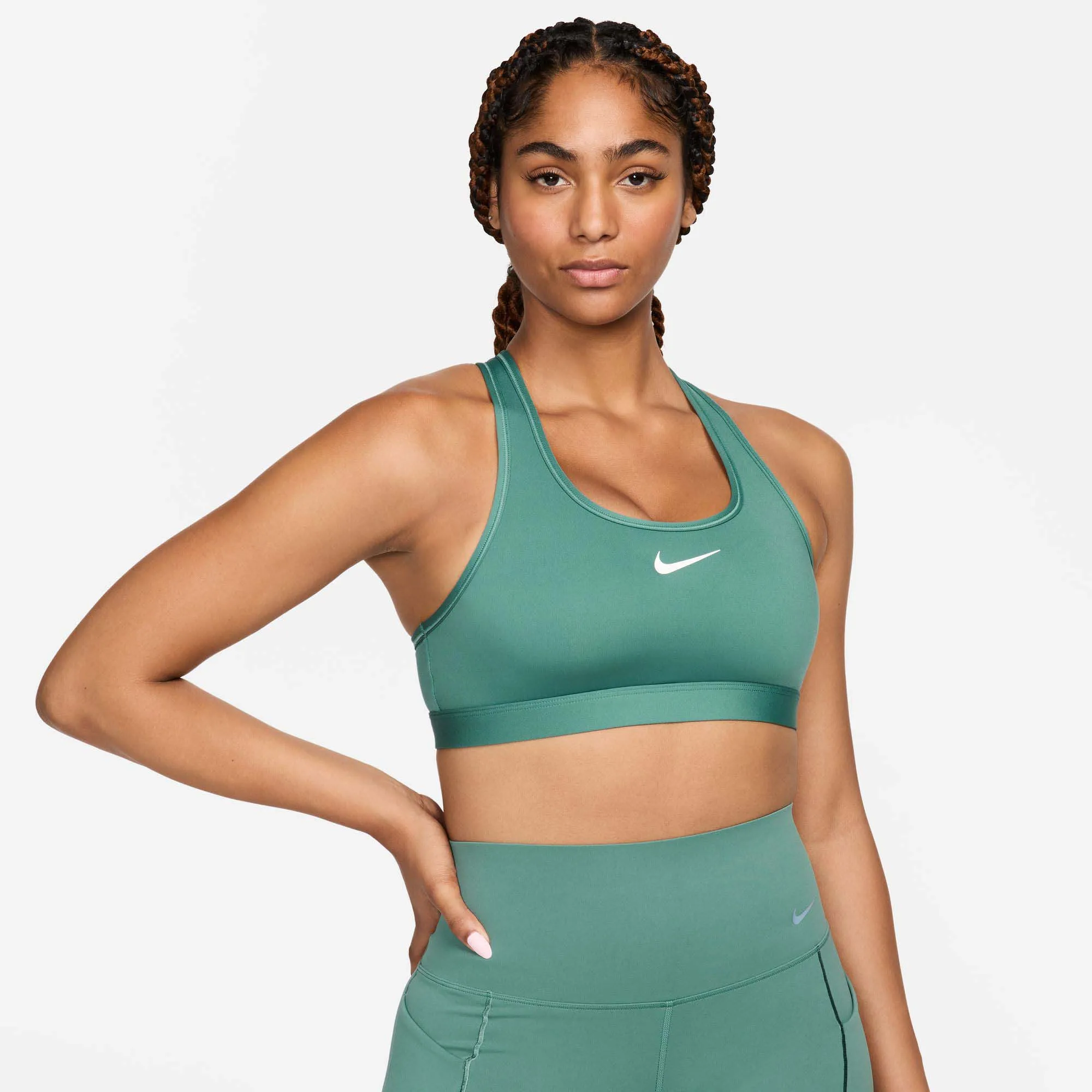 Nike | Women's Swoosh Medium Support Padded Sports Bra - Bicoastal/White