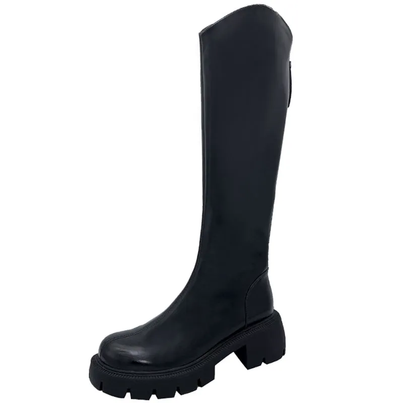 Patent Leather Platform Riding Boots