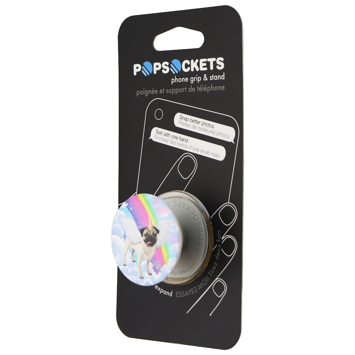 PopSockets: Collapsible Grip & Stand for Phones/Tablets - Angel Doug/Rainbow Pug