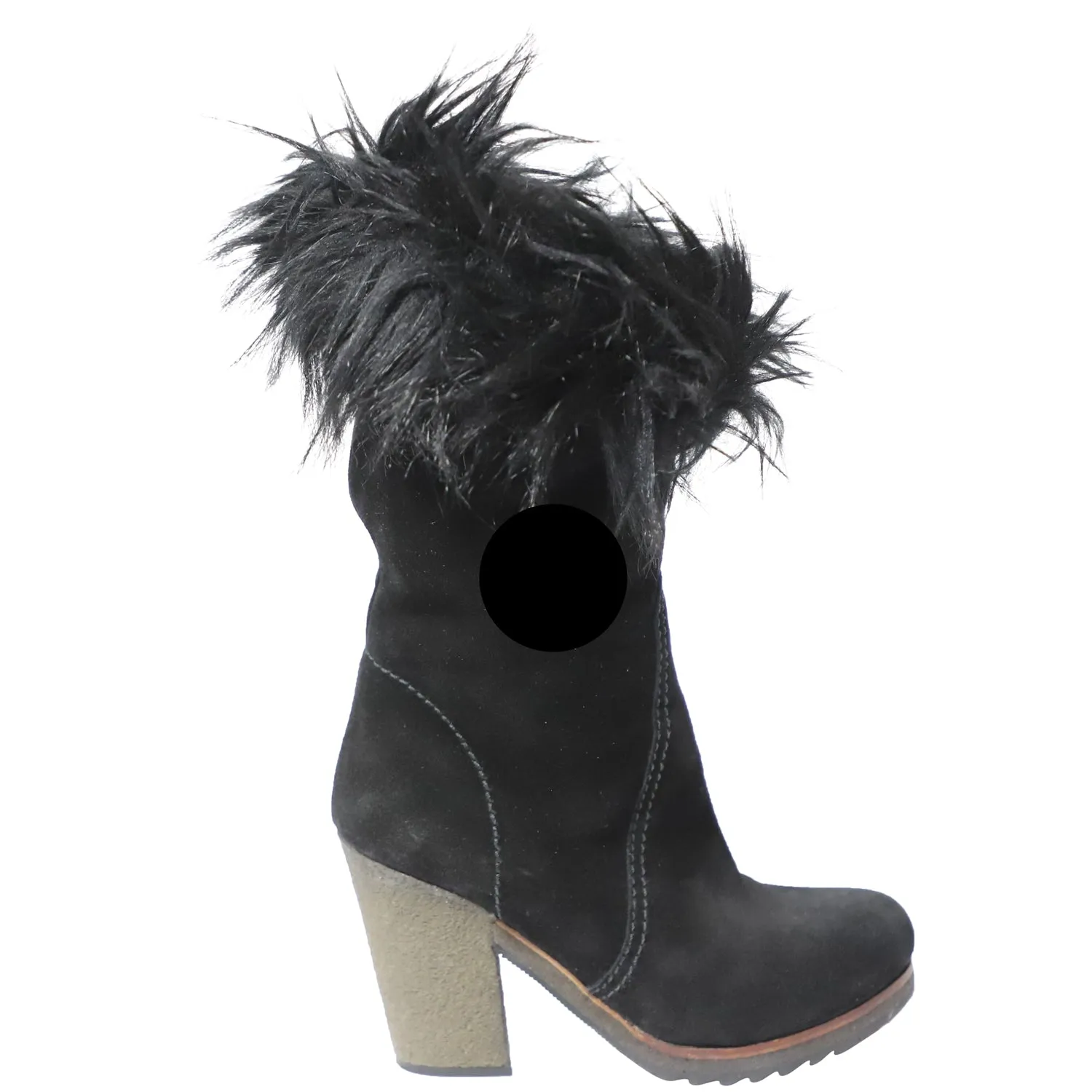 Prada Faux Fur Ankle Boots in Black Suede