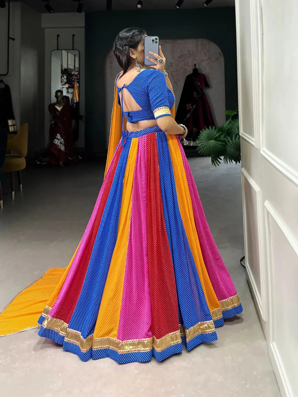 Stunning Multi Colored Georgette Navratri Lehenga Choli