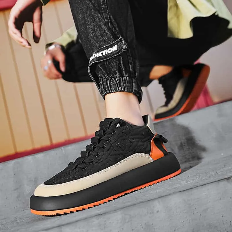 Trendy Color-blocked Sports Shoes Casual Lace Up Sneakers For Men Fashion Comfortable Versatile Thick-soled Walking Running Shoes