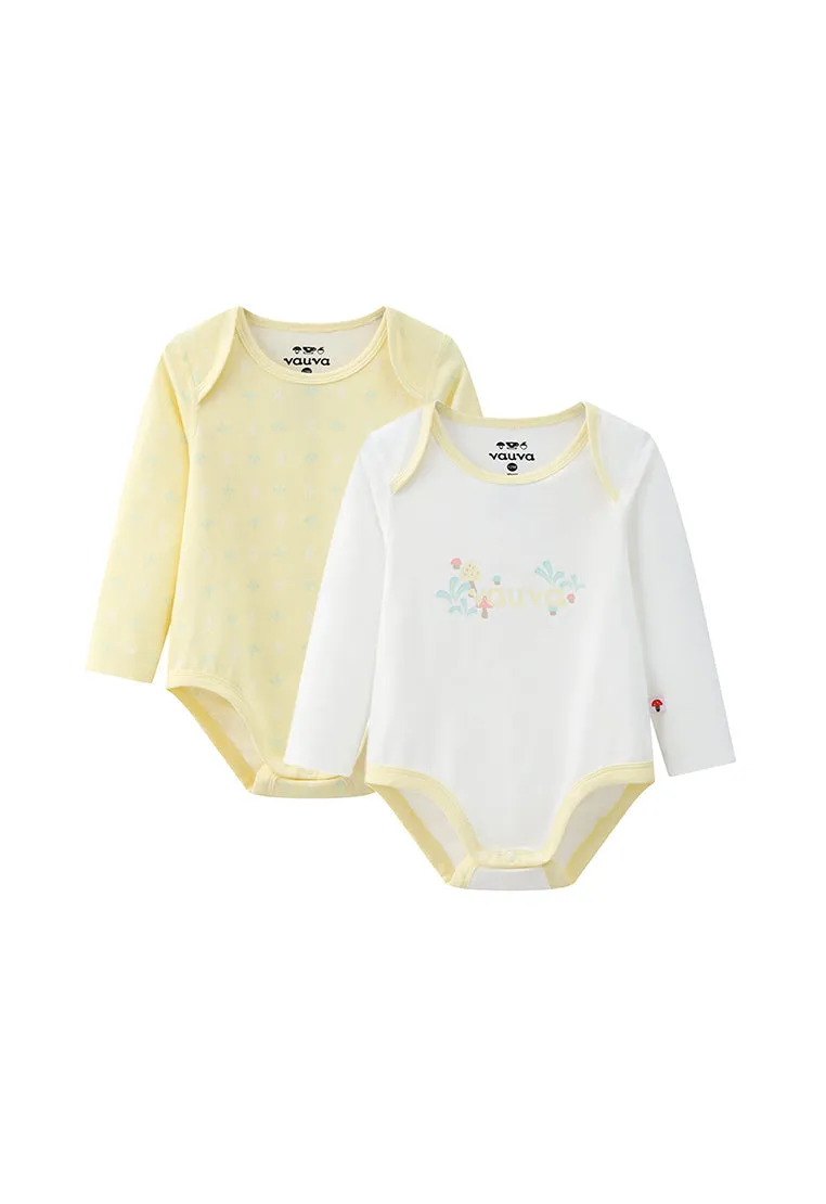 Vauva BBNS - Organic Cotton White/Light Yellow Bodysuits (2-pack)