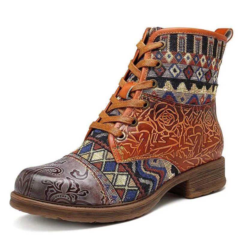 Vintage Western Cowgirl Women's Winter Ankle Boots