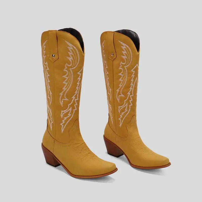 Women Embroidered Knee High Cowboy Boots Western Boot