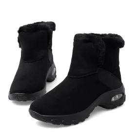 Women winter faux fur chunky heel platform short snow boots