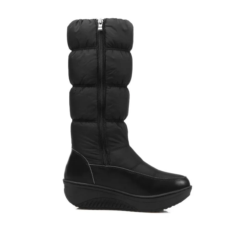 Women's Wedge Heels Winter Down Mid Calf Snow Boots