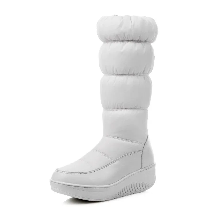 Women's Wedge Heels Winter Down Mid Calf Snow Boots